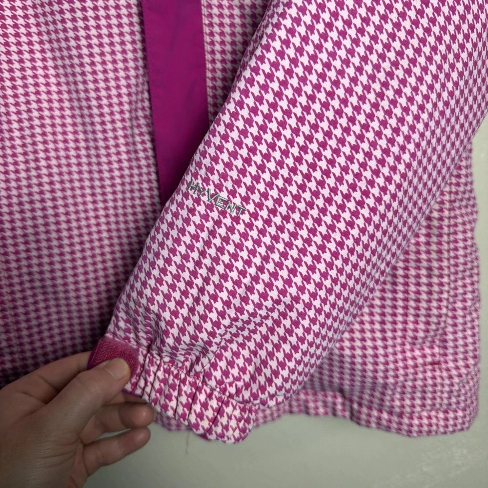 THE NORTH FACE Girls XL Pink/White Checkered All-Weather Jacket w/Removable Hood